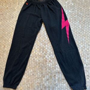 Aviator Nation Navy Size M with Pink Lightening Bolt Sweatpants
